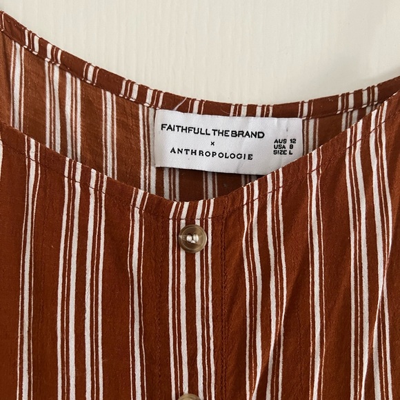 Faithfull the Brand x Anthropologie Terracotta and White Striped Midi Dress - Picture 3 of 5